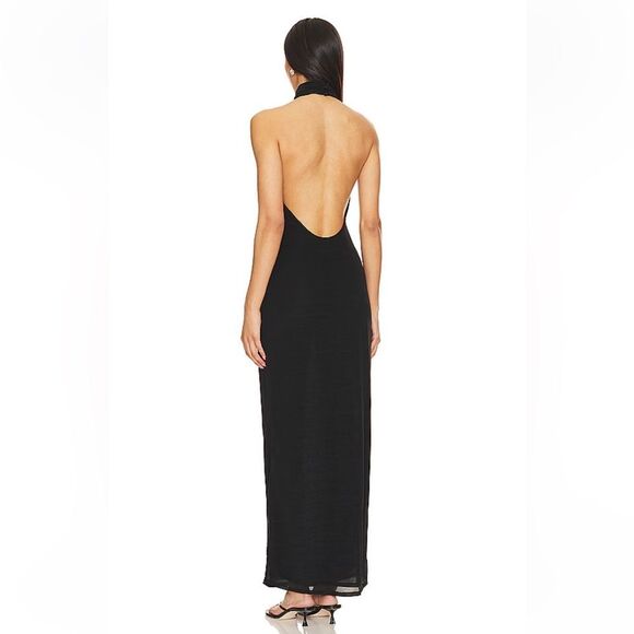 Lovers + Friends Black Halter Maxi Dress x Anja Dujković Ula backless Revolve S - Picture 3 of 9